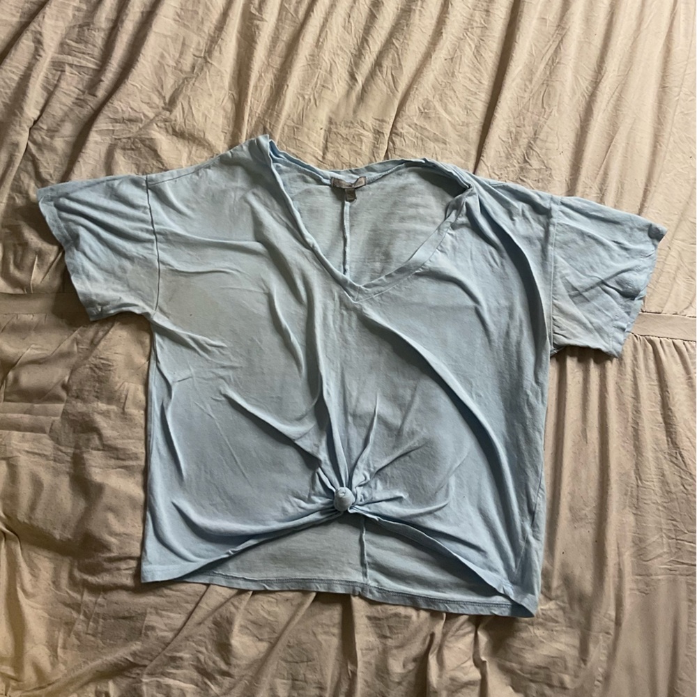 Blue V-Neck Crop Tee | Charlotte Russe